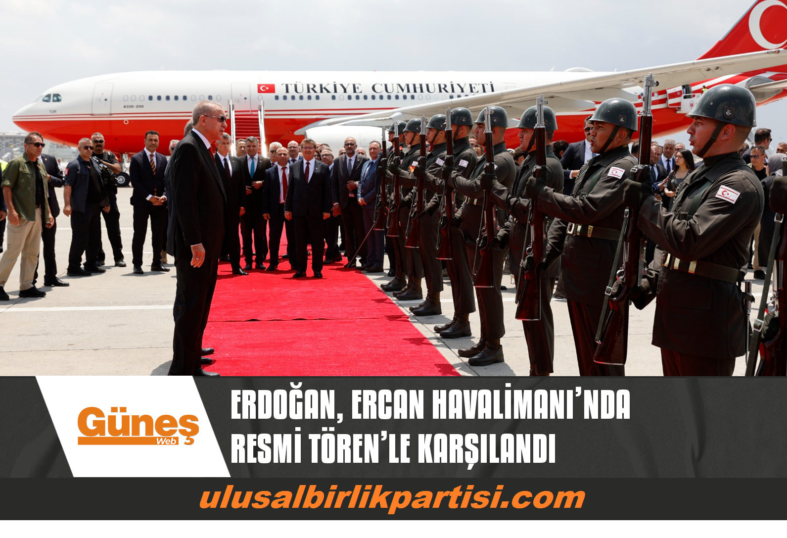 You are currently viewing TÜRKİYE CUMHURBAŞKANI ERDOĞAN, ERCAN HAVALİMANI’NDA RESMİ TÖREN’LE KARŞILANDI