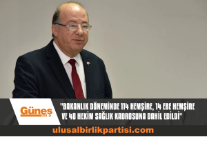 Read more about the article Dinçyürek: Bakanlık döneminde 114 hemşire, 14 ebe hemşire ve 48 hekim sağlık kadrosuna dahil edildi