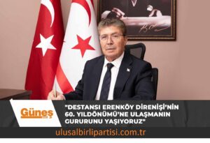 Read more about the article BAŞBAKAN ÜNAL ÜSTEL, ŞANLI ERENKÖY DİRENİŞİ’NİN 60. YILDÖNÜMÜ NEDENİYLE MESAJ YAYIMLADI