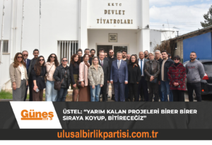 Read more about the article Başbakan Üstel, yapımı süren tiyatro binasında incelemelerde bulundu